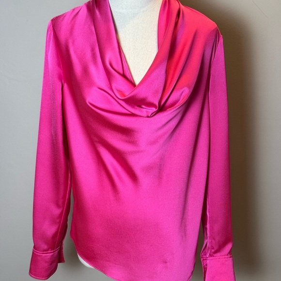 MILLY Nancy Cowl Neck Satin Top - Picture 2 of 9